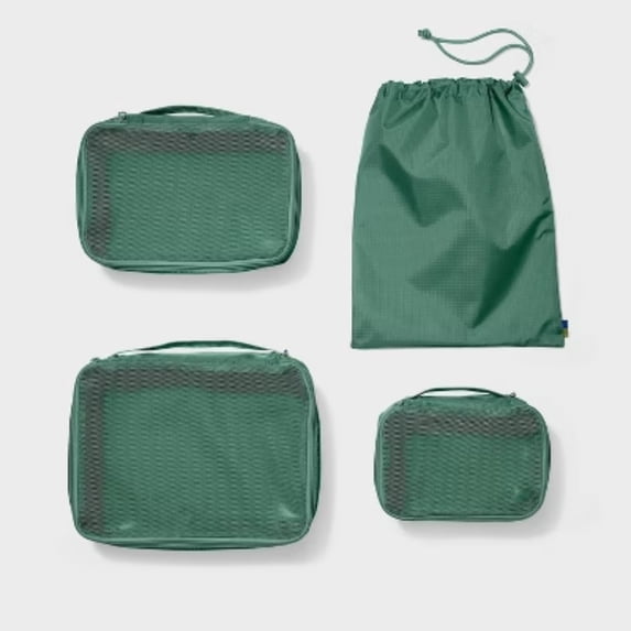 4-Piece Packing Cube Set, Recycled Polyester Travel Organizers for Luggage & Suitcase Storage