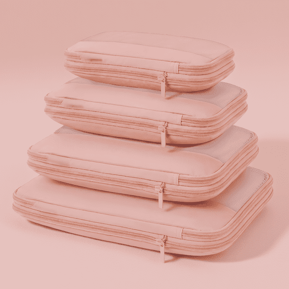 4-Piece Packing Cubes, Wrinkle-Resistant, Breathable , Double Zipper, S to XL, Travel Organizer, Dusty Pink
