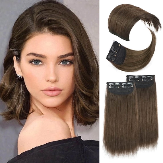 4 Piece Padded Hair Extensions Set Traceless Wig Double Thickened Volume For Women 4PCS