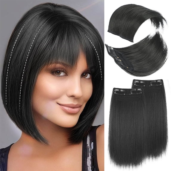 4 Piece Padded Hair Piece Traceless Wig Piece Thickened On Both Sides for Natural Volume and Coverage 4PCS
