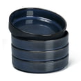thumbnail image 1 of Vesteel Pasta Bowls Set of 4, 32oz Large Salad Bowls for Dinner Serving Soup, Ceramic Stoneware Pasta Plates with Textured Stripes, Microwave & Dishwasher Safe, Ocean Blue, 1 of 8