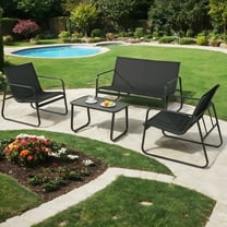 4-Piece Lightweight, Water-Resistant, UV-Resistant Outdoor Conversation Sets with Chairs and Loveseat, Black