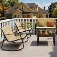 thumbnail image 1 of 4-Piece Patio Furniture Set,Textilene Outdoor Conversation Set with Chairs and Glass Coffee Table for Backyard,Poolside,Porch - Beige, 1 of 9