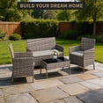 thumbnail image 1 of 4-Piece Patio Furniture Set, Wicker Rattan Outdoor Conversation Set with Loveseat, 2 Chairs & Glass Coffee Table, Cushioned Seating for Backyard, Balcony, Porch, 1 of 44