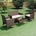 thumbnail image 1 of 4-Piece Patio Furniture Set, Wicker Rattan Outdoor Conversation Set with Loveseat, 2 Chairs & Glass Coffee Table, Cushioned Seating for Backyard, Balcony, Porch, 1 of 8