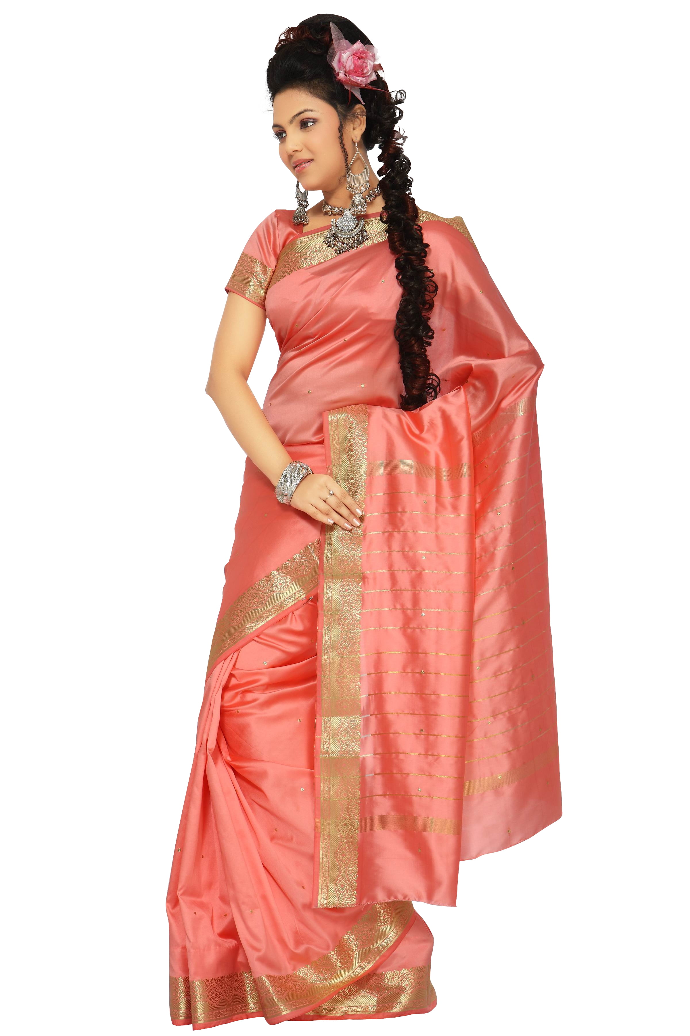  Indian Selections - Rust Art Silk Saree Sari Fabric