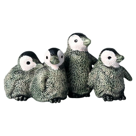 4 Piece Penguin Chick Figurine Set Realistic Soft Rubber Animal Model Educational Toy For Kids Antarctic Themed Collection Size 2.6X1.2 Inches Weight 0.06 Lbs