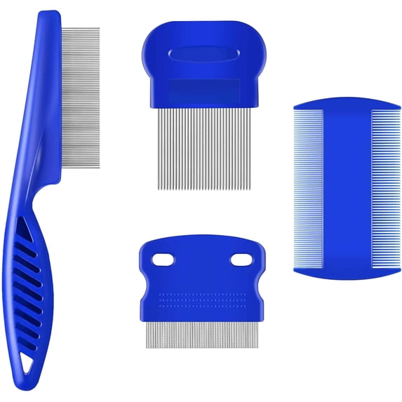 4-Piece Pet Grooming Comb Set, Stainless Steel Fine Tooth Combs for Dogs and Cats, Tear Stain and Debris Remover