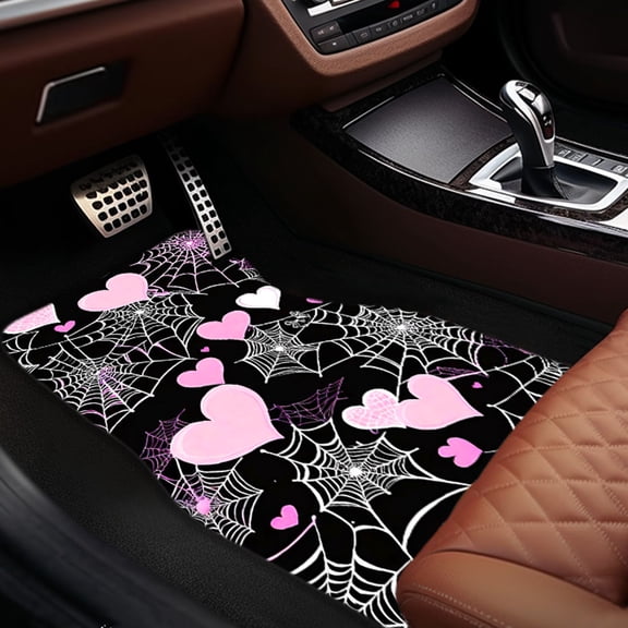 4-Piece Pink Spider Web Car Floor Mats, Universal Fit Auto Floor Liners For Cars Trucks Suvs, Anti-Slip All-Weather Interior Protection, Easy Clean Set