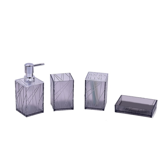 4 Piece Plastic Bathroom Accessory Set, Includes Soap Dispenser Pump, Toothbrush Holder, Tumbler, Soap Dish Sanitary, Simple Home Gift for Ware Home Decor Bath