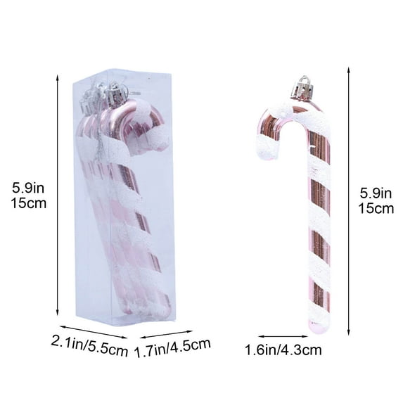 4-Piece Plastic Candy Cane Christmas Tree Ornaments Set | Classic Red & White Walking Stick Decorations for Holiday Tree & Home