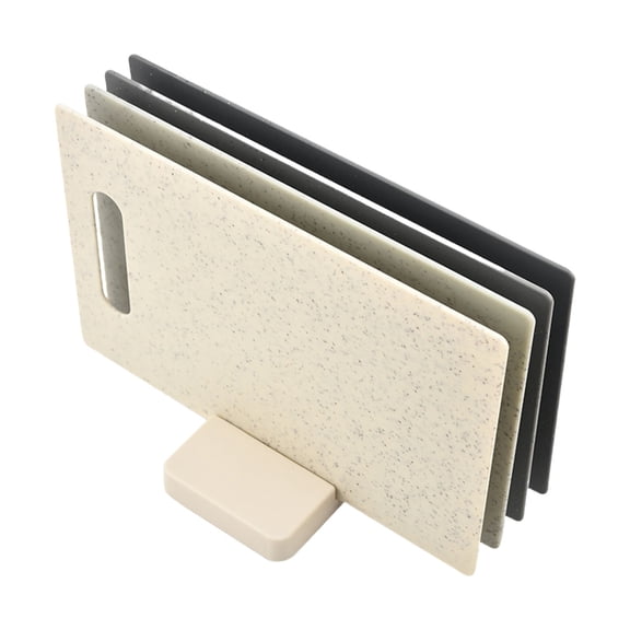 4 Piece Plastic Cutting Board with Vertical Storage Rack Nonslip Kitchen Essential Hygienic Food Preparation Tool