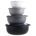 thumbnail image 1 of 4 Piece Plastic Mixing Bowls with Lids Set - Leak-Proof Microwave & Freezer Safe Stackable Mixing Bowl Set for Meal-prep, Storing and Serving - Non-Slip Durable Large Nesting Bowls(Black,5x5x2"), 1 of 7