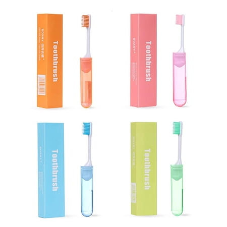 4 Pcs Travel Toothbrush Folding Toothbrush with Case Portable Camping Toothbrush