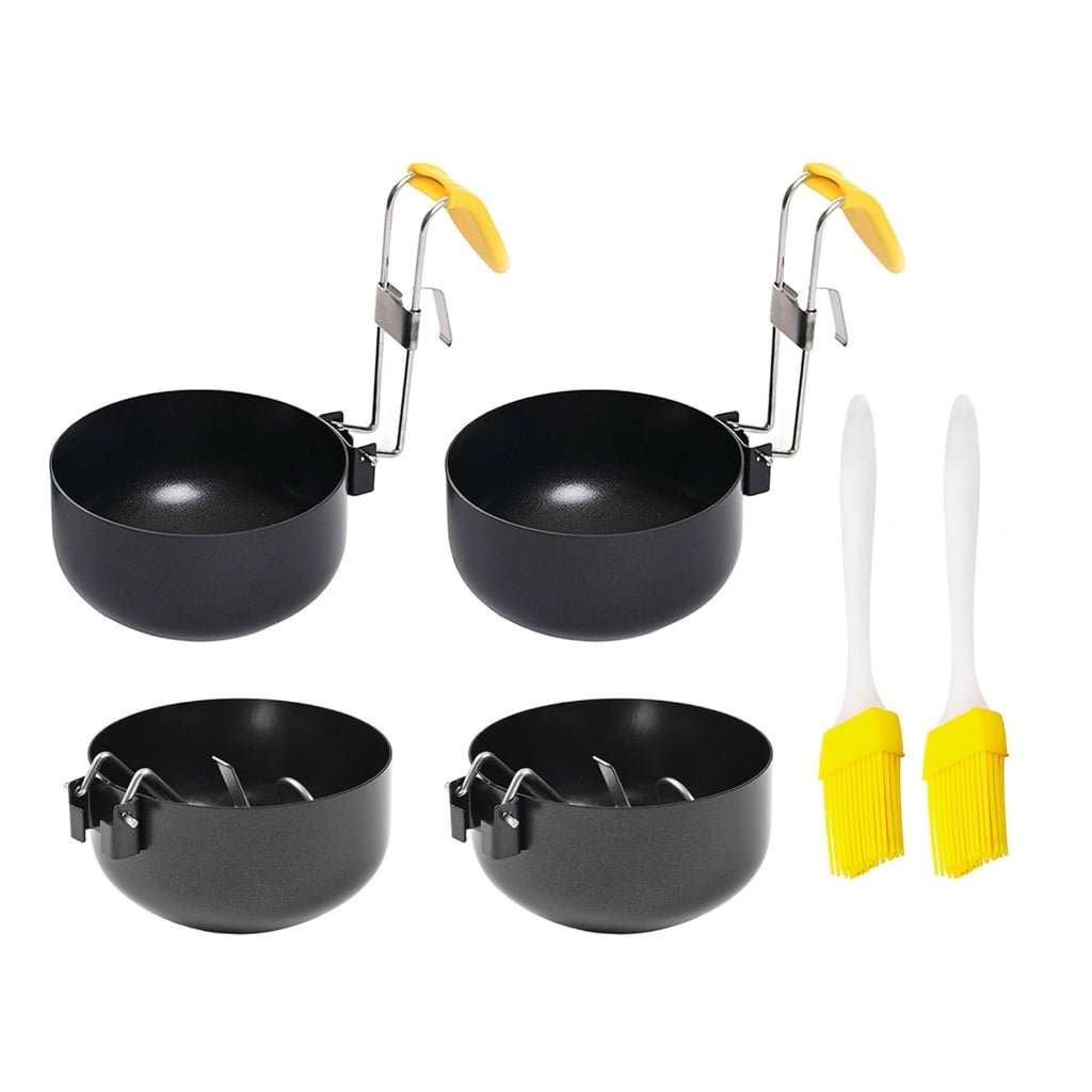 4 Piece Portable Poached Boiled Eggs Cooker Cup Foldable Design Nonstick Coating Heatproof Hanging Eggs Poacher Tool