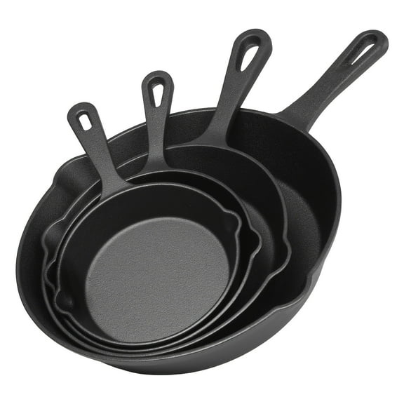 4-Piece Pre-Seasoned Cast Iron Skillet Set (Non-Stick/Handle),Grilling/Cooking Set