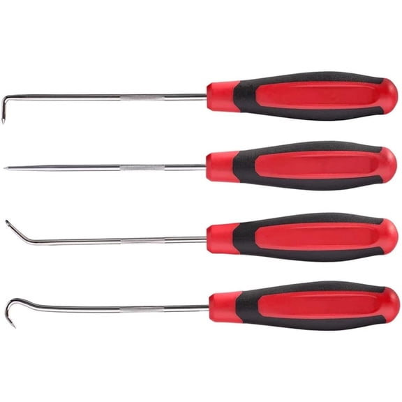 4-Piece Precision Hook and Pick Set, Rust-Resistant Chrome-Plated Shanks with Cushion Comfort Grip Handle, 4 Versatile Hooks