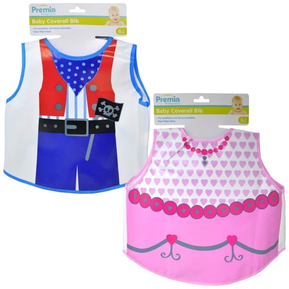 4 Piece Premia Toddler Coverall Bib, 2 Asstd.