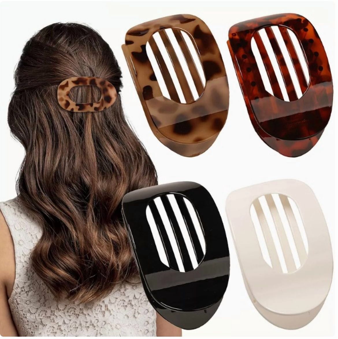 4-Piece Premium Acetate Matte Shark Clip Set | Versatile Hair Accessories for Daily Commuting and Elegant Styles