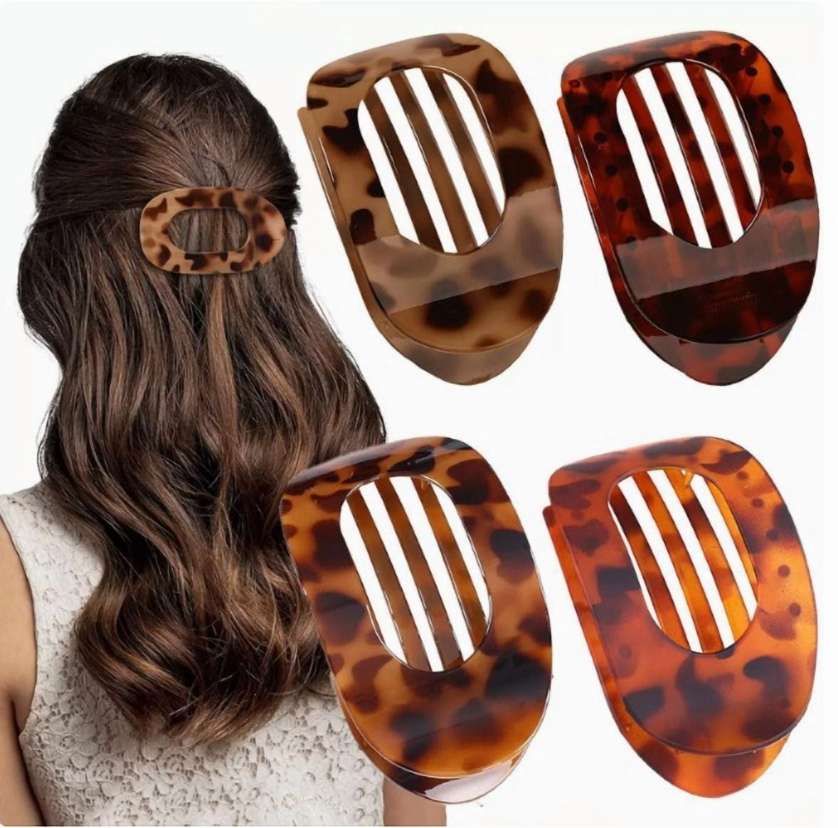 4-Piece Premium Acetate Matte Shark Clip Set | Versatile Hair Accessories for Daily Commuting and Elegant Styles