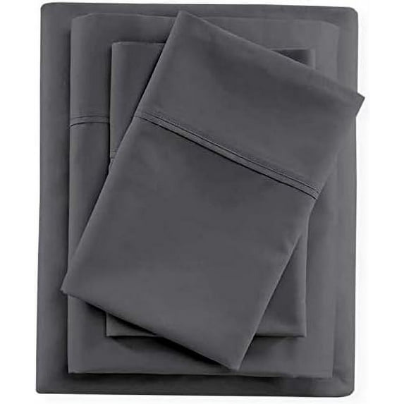 4 Piece Premium Sheet Set Cotton Queen Size Cotton, 100% Egyptian Cotton 500 Thread Count, 18 Inch Deep Pocket of Cotton Sheets - Dark Grey Solid.
