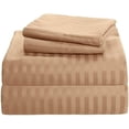 thumbnail image 1 of 4 Piece Premium Sheet Set Cotton Queen Size Cotton, 100% Egyptian Cotton 500 Thread Count, 22 Inch Deep Pocket of Cotton Sheets - Taupe Stripe., 1 of 4