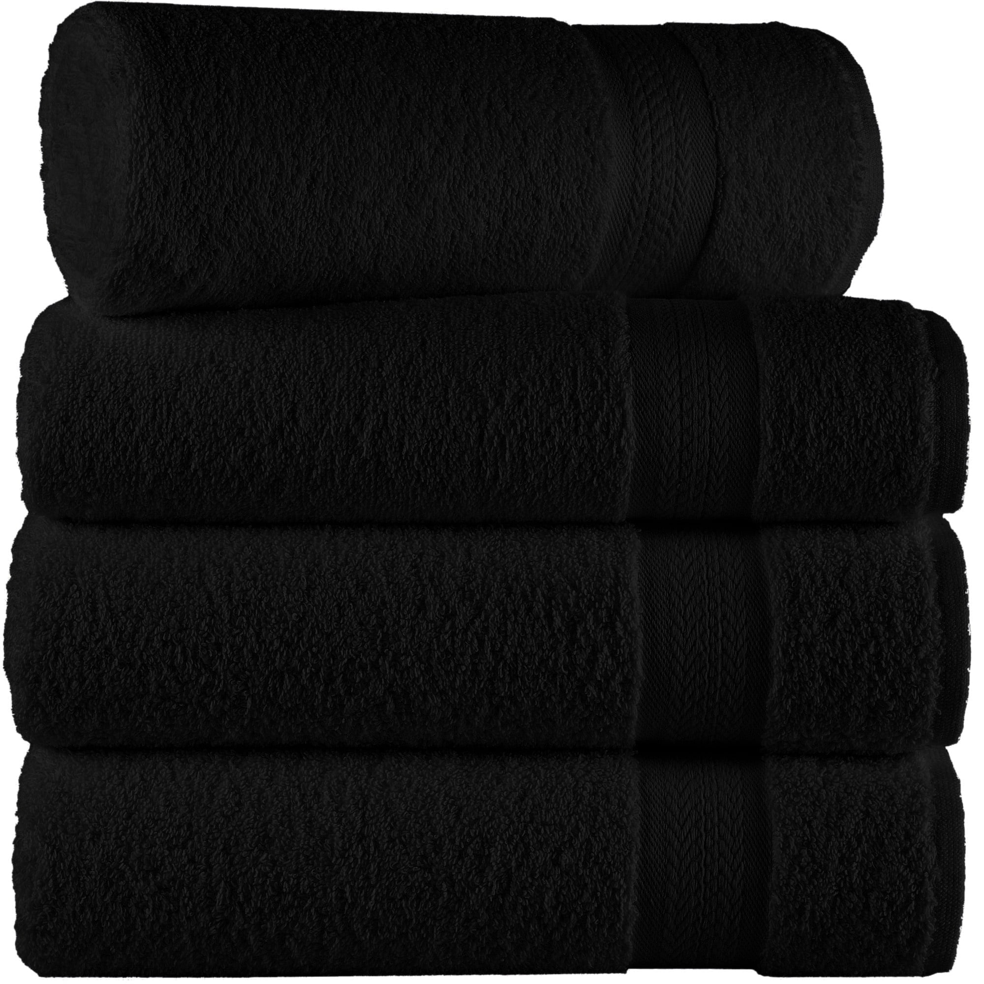 4-Piece Premium Turkish Bath Towels 100% Cotton Towels For Bathroom Soft, Quick Drying, and Highly Absorbent Bath Towels - Black