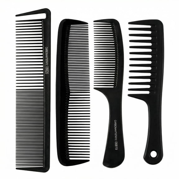 4-Piece Professional Comb Set, Wide Tooth Fine Tooth Hair Comb, Braided Cut Barber Styling Curl Split Set for Men and Women
