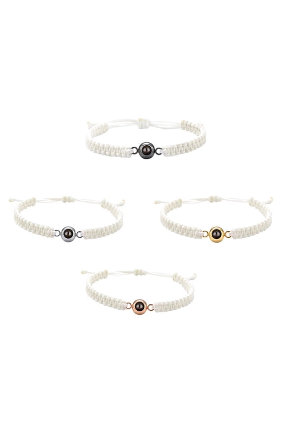 4 Piece Projection Bracelet Engraved Stone Charm Birthday Anniversary For Mother Father Unique Jewelry