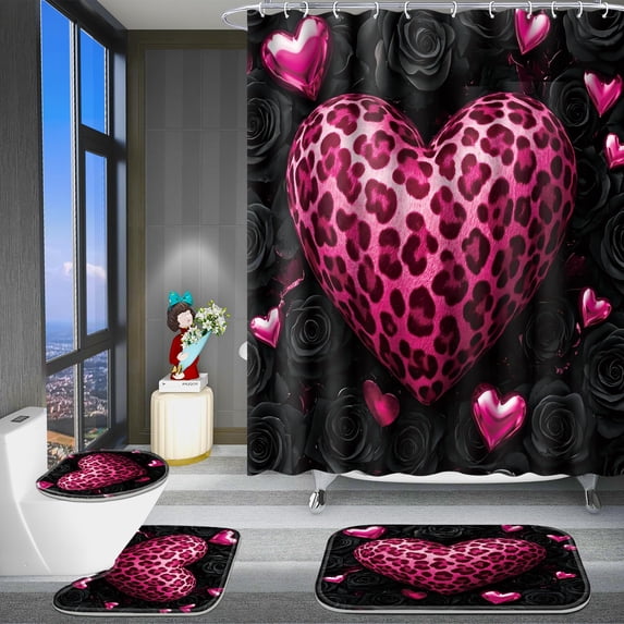 4-Piece Purple Pink Butterfly Bathroom Set with Non-Slip Rug, Toilet ...