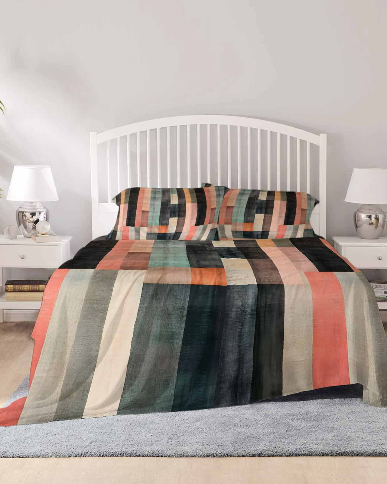 4 Piece Queen Sheet Set Color Striped Sheets Set for Queen Size Bed ...