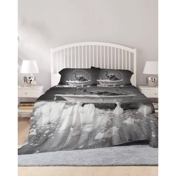 4 Piece Queen Sheet Set Elephant Sheets Set for Queen Size Bed, Breathable Soft Microfiber Bed Sheets Cooling Funny Animal Bathtub Abstract Art Grey Fitted Sheet Deep Pocket, Pillowcases