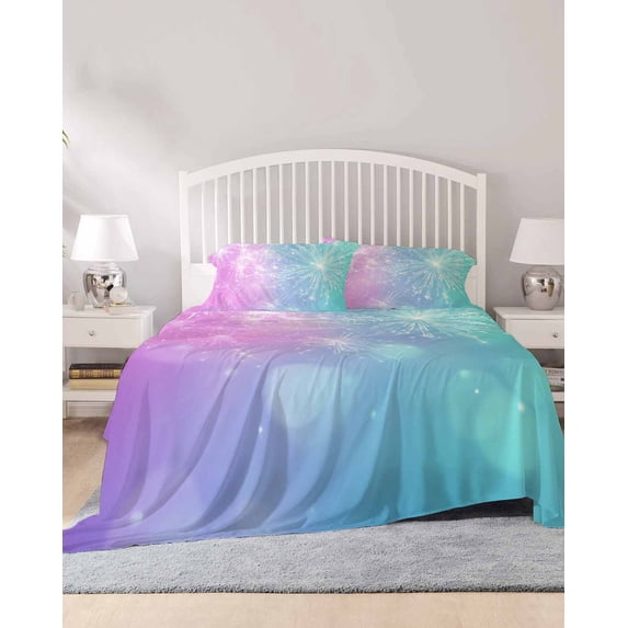 4 Piece Queen Sheet Set Pink Blue Turquoise Sheets Set for Queen Size ...