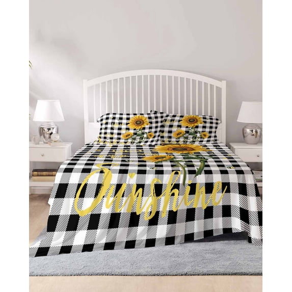 4 Piece Queen Sheet Set Sunflowers Sheets Set for Queen Size Bed ...