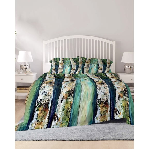 4 Piece Queen Sheet Set Vintage Trunk Sheets Set for Queen Size Bed, Breathable Soft Microfiber Bed Sheets Cooling Sage Green Leaf on Branch Wood Grain Fitted Sheet Deep Pocket, Pillowcases