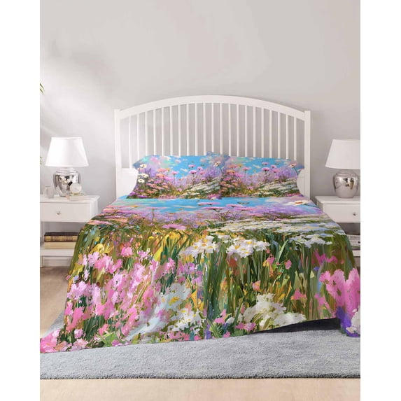 4 Piece Queen Sheet Set Wildflowers Sheets Set for Queen Size Bed ...
