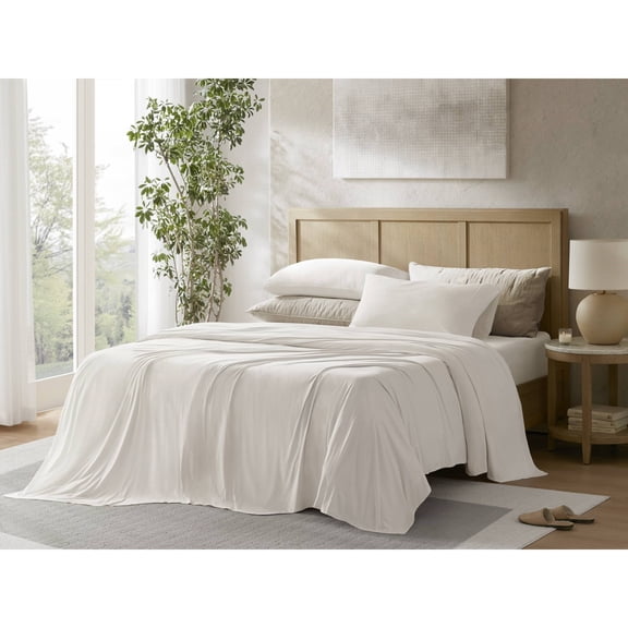 4-Piece Queen Stretch Jersey Sheet Set,White