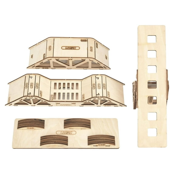 4 Piece RC Wooden Bridge Obstacle Ramp DIY Steep Slope Wood Material for 1 43 Scale RC Car Desktop Play