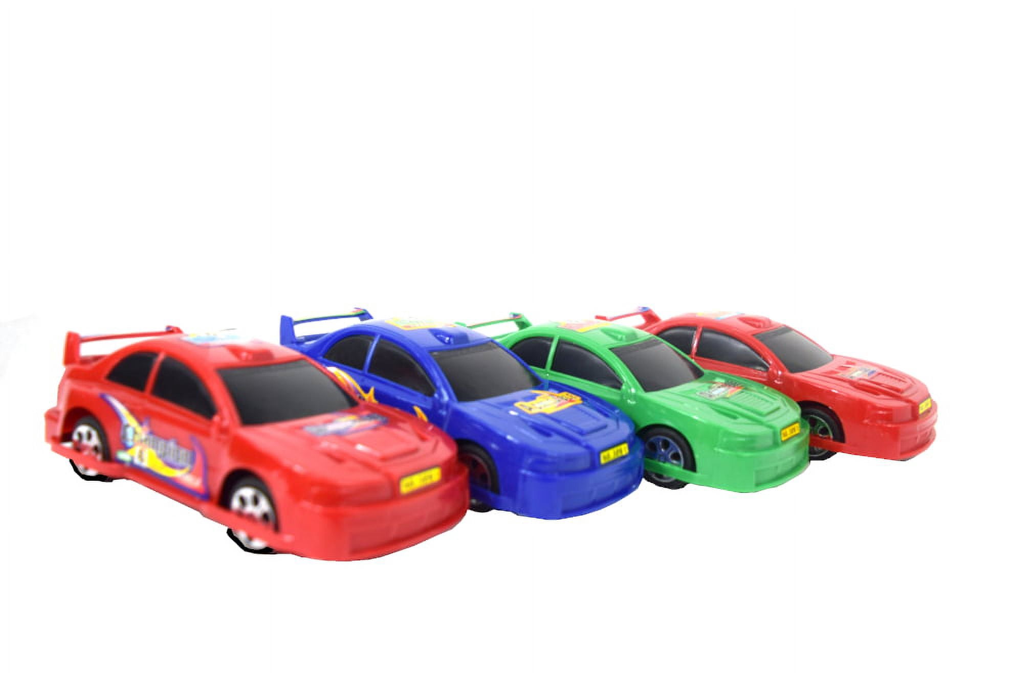 4 Piece Racecar Set Pull Back Action Blue, Red, Green, Sports Car TOY ...