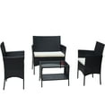 thumbnail image 1 of 4 Piece Rattan Patio Furniture Set In Brown With Cushioned Seats & Durable Wicker, Ideal For Outdoor Relaxation, 1 of 11
