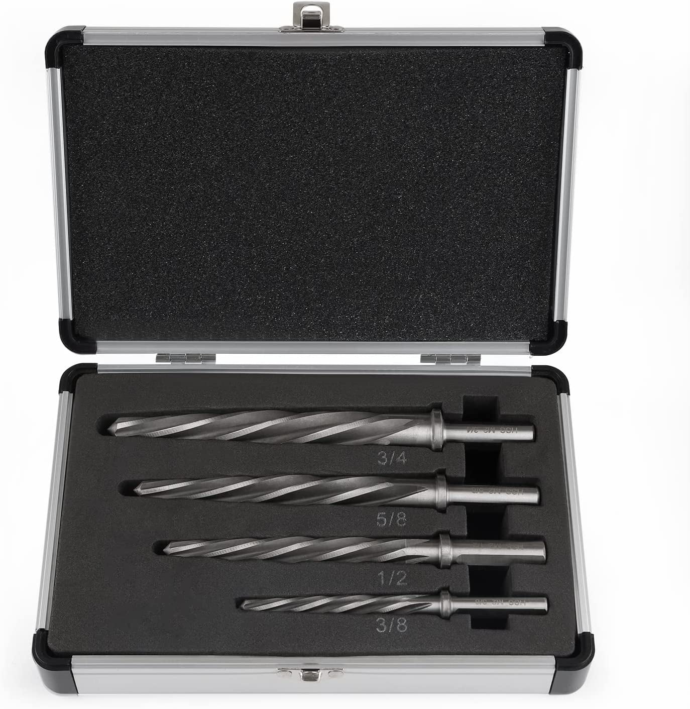 4 Piece Reamers Set For Metal, Taper Reamer Drill Bit For Steel For 3/8