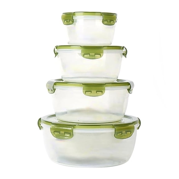 4-Piece Refrigerator Food Storage Container Set with Lids | Produce & Vegetable Keepers | Stackable Kitchen Organizers for Lettuce, Berries, Asparagus