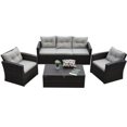 thumbnail image 1 of 4 Piece Rio 5 Seat Dark Brown All-weather Wicker Storage Conversation Set, 1 of 1