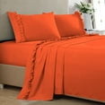 thumbnail image 1 of 4 Piece Ruffle Sheet Set, 2" Inch Ruffle Hem On Flat Sheet, 12 Inch Deep Pocket, 100% Egyptian Cotton, 800 TC, Full Size, Solid Orange, 1 of 4