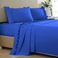 thumbnail image 1 of 4 Piece Ruffle Sheet Set, 2" Inch Ruffle Hem On Flat Sheet, 18 Inch Deep Pocket, 100% Egyptian Cotton, 800 TC, King Size, Solid Royal Blue, 1 of 4