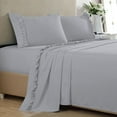 thumbnail image 1 of 4 Piece Ruffle Sheet Set, 2" Inch Ruffle Hem On Flat Sheet, 21 Inch Deep Pocket, 100% Egyptian Cotton, 800 TC, Full Size, Solid Silver, 1 of 4