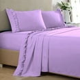 thumbnail image 1 of 4 Piece Ruffle Sheet Set, 2" Inch Ruffle Hem On Flat Sheet, 21 Inch Deep Pocket, 100% Egyptian Cotton, 800 TC, Olympic Queen Size, Solid Lilac, 1 of 4