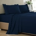 thumbnail image 1 of 4 Piece Ruffle Sheet Set, 2" Inch Ruffle Hem On Flat Sheet, 21 Inch Deep Pocket, 100% Egyptian Cotton, 800 TC, Queen Size, Solid Navy Blue, 1 of 4