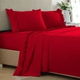 thumbnail image 1 of 4 Piece Ruffle Sheet Set, 2" Inch Ruffle Hem On Flat Sheet, 26 Inch Deep Pocket, 100% Egyptian Cotton, 800 TC, King Size, Solid Blood Red, 1 of 4