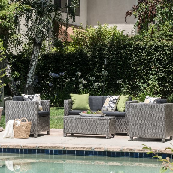 4-Piece Seating Group with Polyester Cushions / Entertain Guests in the Fresh Air